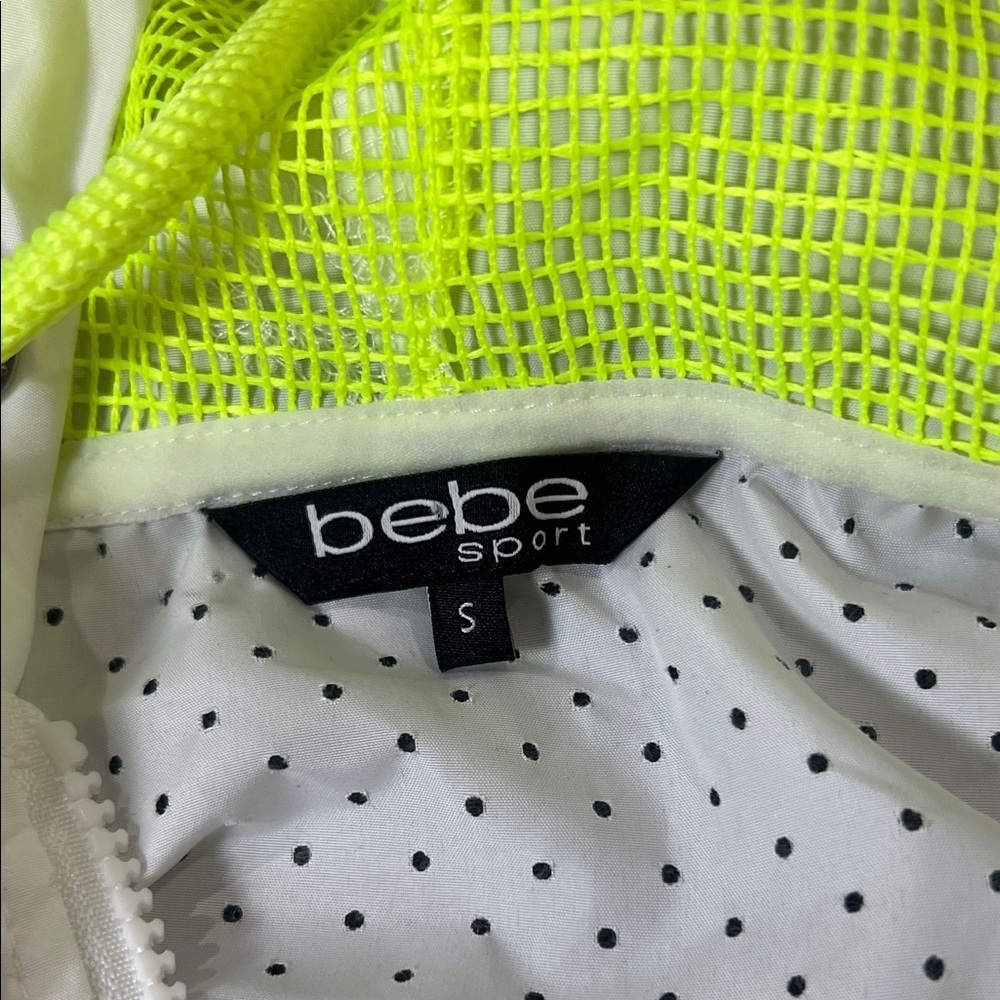 Bebe Sport Windbreak Jacket BEBE White & Yellow Size S - Picture 7 of 9